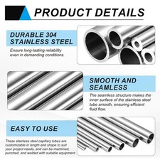 4Pcs 304 Stainless Steel Capillary Tube Tubing 7mm ID 8.5mm OD 300mm Length 0.75