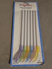 Vintage reusable plastic spoon straws set of 6 Picnic Place Entertaining 2001...