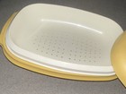 Tupperware Microwave Steamer Set w/ Lid & Perforated Insert, Yellow/White — photo 3