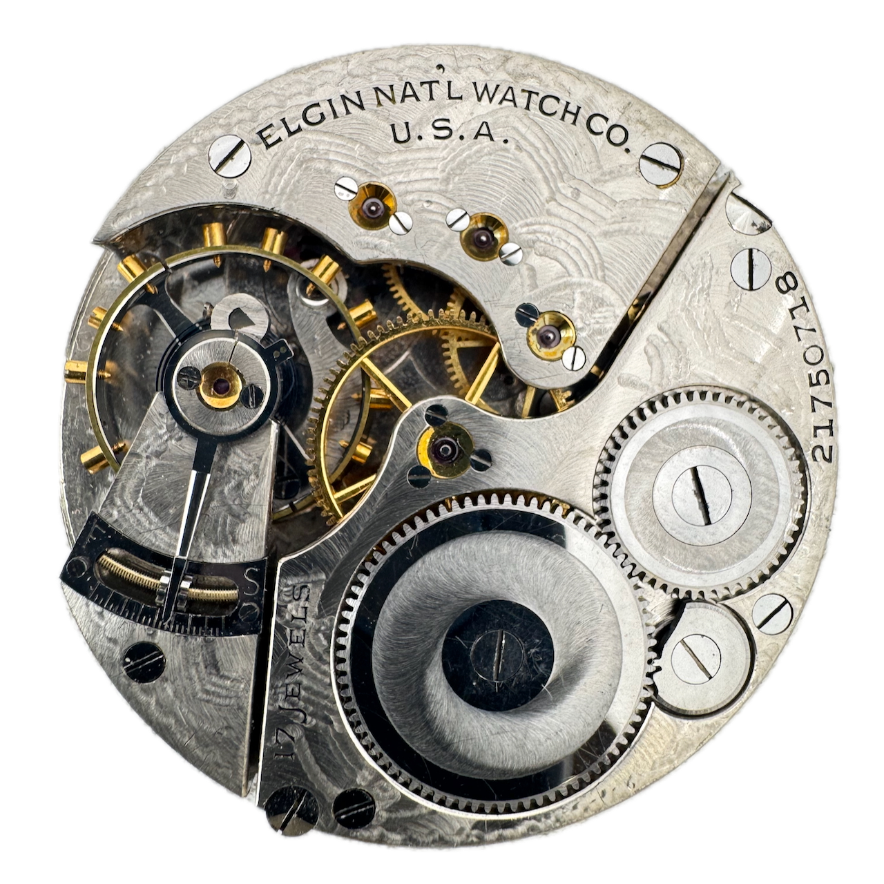 Antique 16s 1919 Elgin 17 Jewel Mechanical Hunter Pocket Watch Movement 386 USA