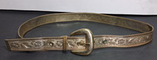 Vintage Metal Belt Gold Tone Flower Leaf Womens Belt 27-31 Waist Unique Rare