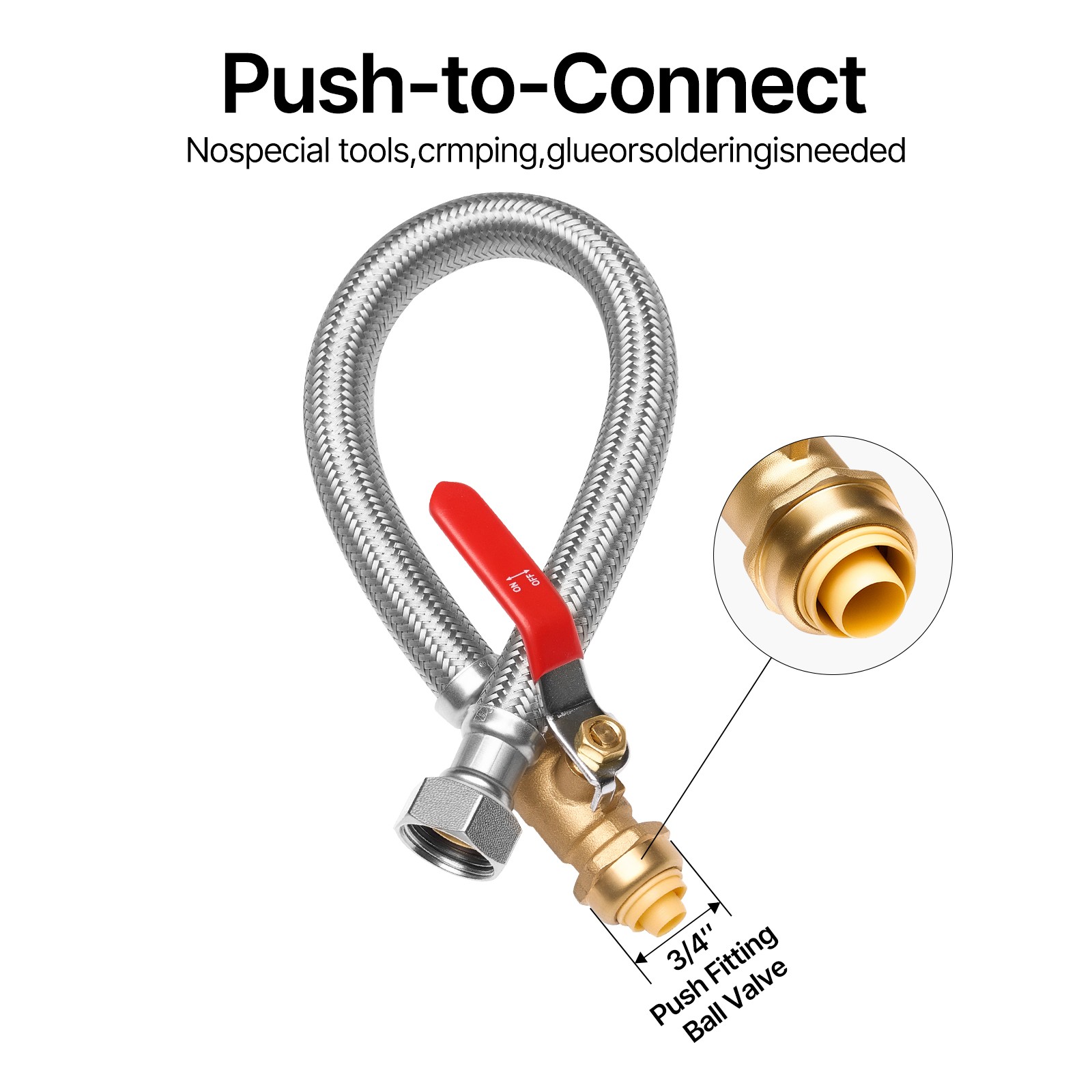 VEVOR Water Heater Kit Push-Fit Water Heater Connector Kit with Ball Valve