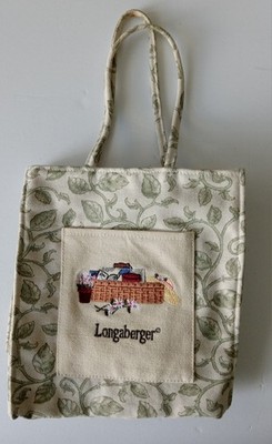 Longaberger Homestead Tote Lunch Bag w/ Handles Picnic Basket Embroidery