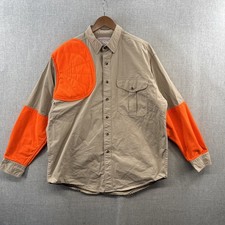 VTG Filson Shooting Shirt Large Blaze Orange Khaki Long Sleeve Padded RH Hunting