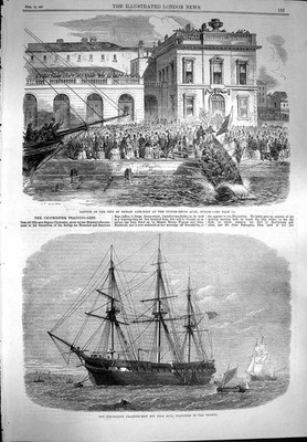 Alter antiker Druck 1867 Dublin Rettungsboot Dublin Chichester Schulschiff 19.