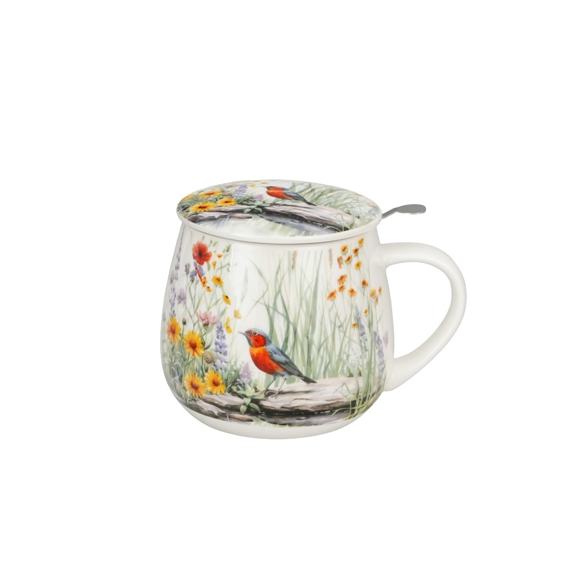 DUO Tasse July Flowers Teetasse mit Sieb und Deckel 0,43 L Porzellan