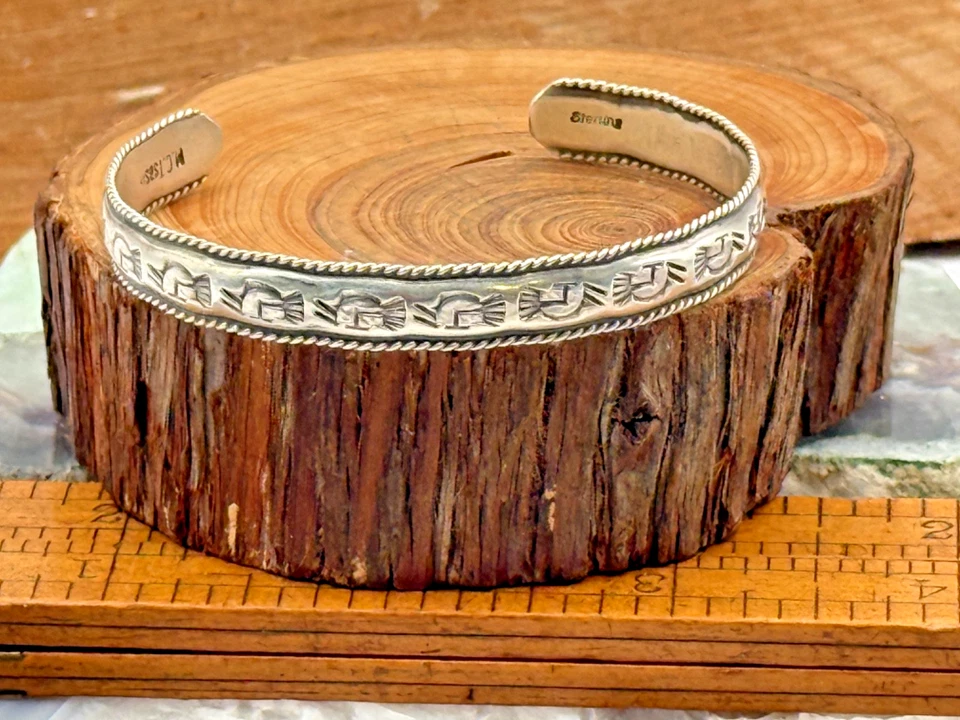 Vintage Navajo MC TSASIE Native Sterling Silver Kokopelli Stamped Cuff--1917.25 - Image 2 of 4