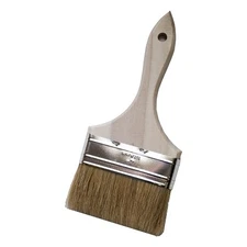 Low Cost Paint or Chip Brush, Single Thickness, 4 in wide, 100% White Bristles,