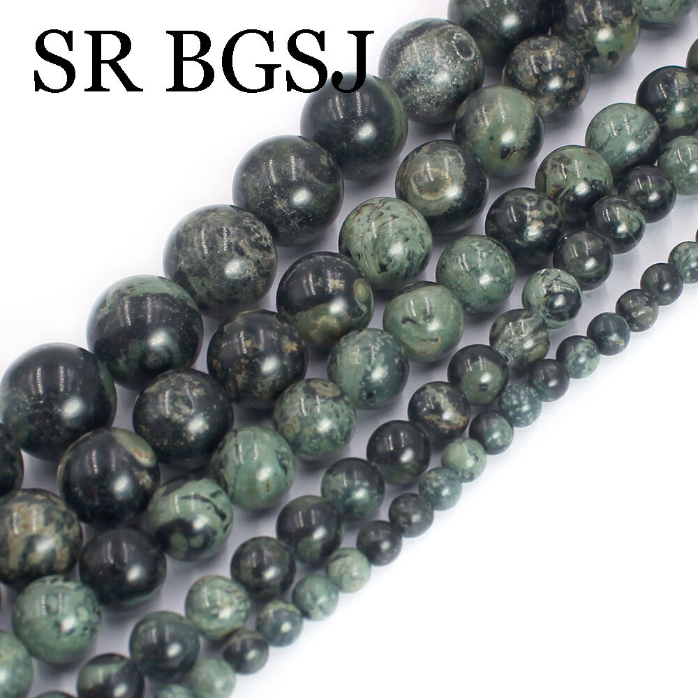 Natural 10 12mm Round Green Eye Jasper Gemstone Jewelry