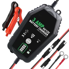 3Amp Car Battery Charger, 6V 12V Automatic Battery Charger Maintainer Desulfator