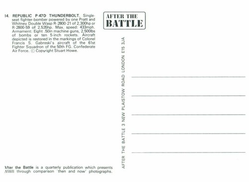 Confederate Air Force Republic P 47D Thunderbolt Military Postcard - 第 2/2 張圖片