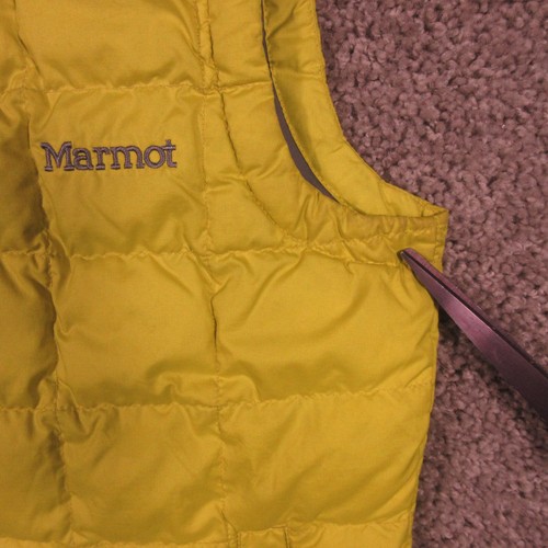 Marmot Down Puffer Vest Girl’s M Quilted Full Zip Neon Yellow Lightweight Warm - Picture 6 of 11