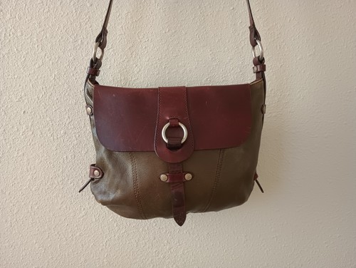 Ellington Leather Crossbody Bag Brown & Green Two-tone Shoulder Strap