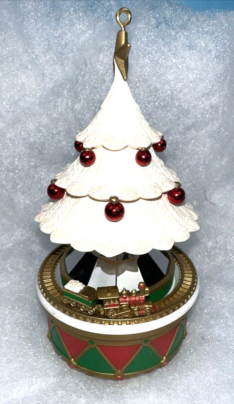 Hallmark White Christmas Tree Dreams Ornament Train Windup Keepsake QLX7477  