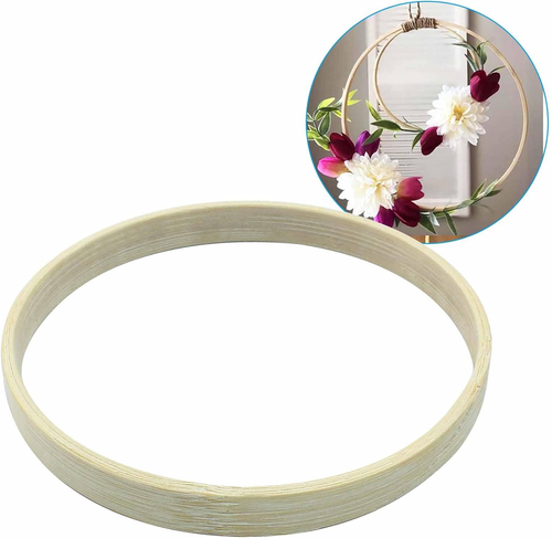6Pcs 4 Inch Bamboo Floral Hoops, Wooden Hoop Wreath Frame Bamboo Ring for DIY Dr - Picture 5 of 5