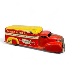 1960 s Marx Tin Litho Hi Way Express Truck Car Cross Country Service