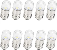 AC/DC E10 Bulbs, 10Pcs 9 Volt Warm White E10 Replacement Bulbs Miniature Screw