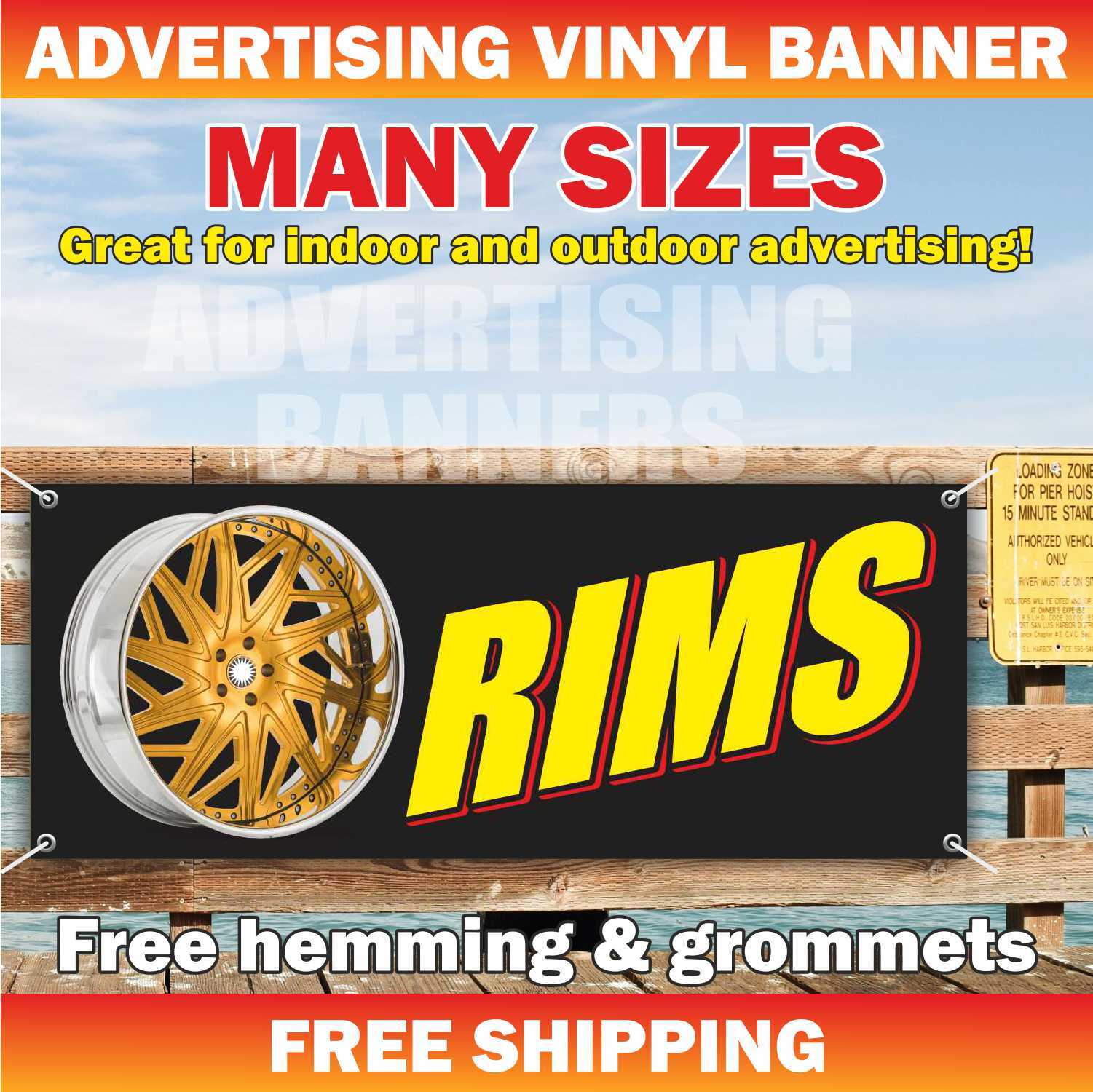 RIMS Advertising Banner Vinyl Sign service tire wheel car repair auto ...