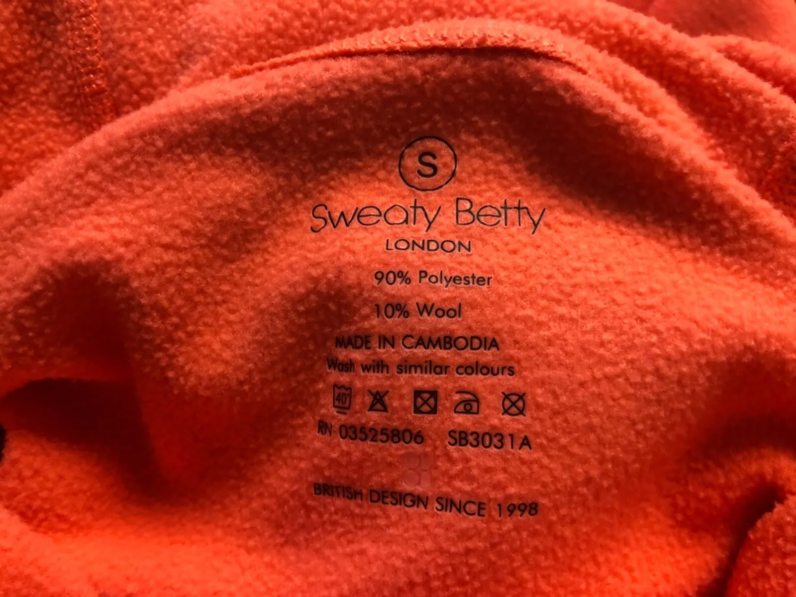 sweaty-betty salmon wool polyester blend british design hoodie