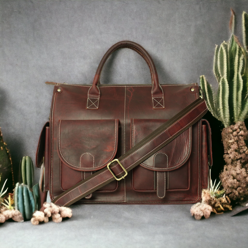 Premium Leather Travel Duffle bag for Men and Women Doctors Handbag Laptop Bag - 第 1/5 張圖片