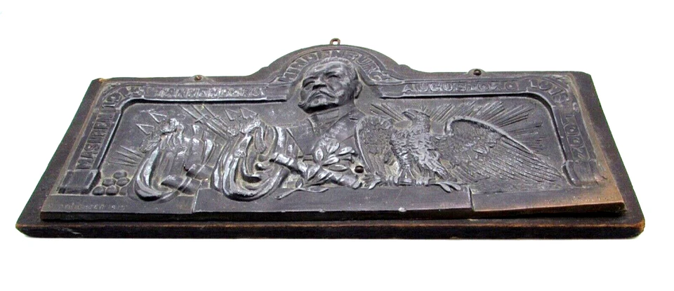 Placa patriótica original de la Primera Guerra Mundial Hindenburg 1914-1915 Masuren Tannedberg Lodz Foto 3 de 4