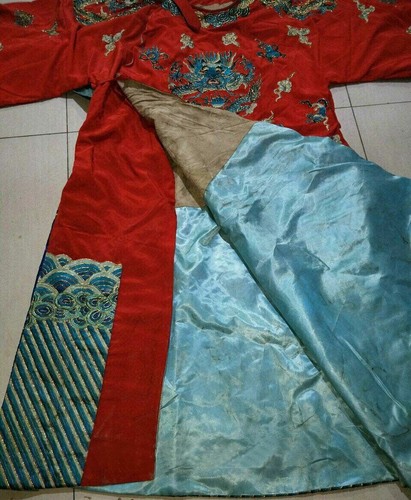 Red Chinese Qing Dynasty Emperors Formal Dress Embroidery Dragon Dragon Robe - Picture 2 of 5