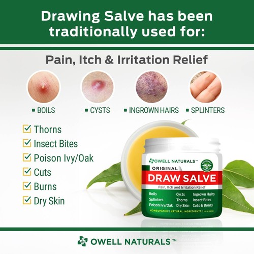 OWELL Naturals Zeichnungssalbe Salbe 1Oz, eingewachsenes Haar kochen, Splitterentferner, - Bild 2 von 7