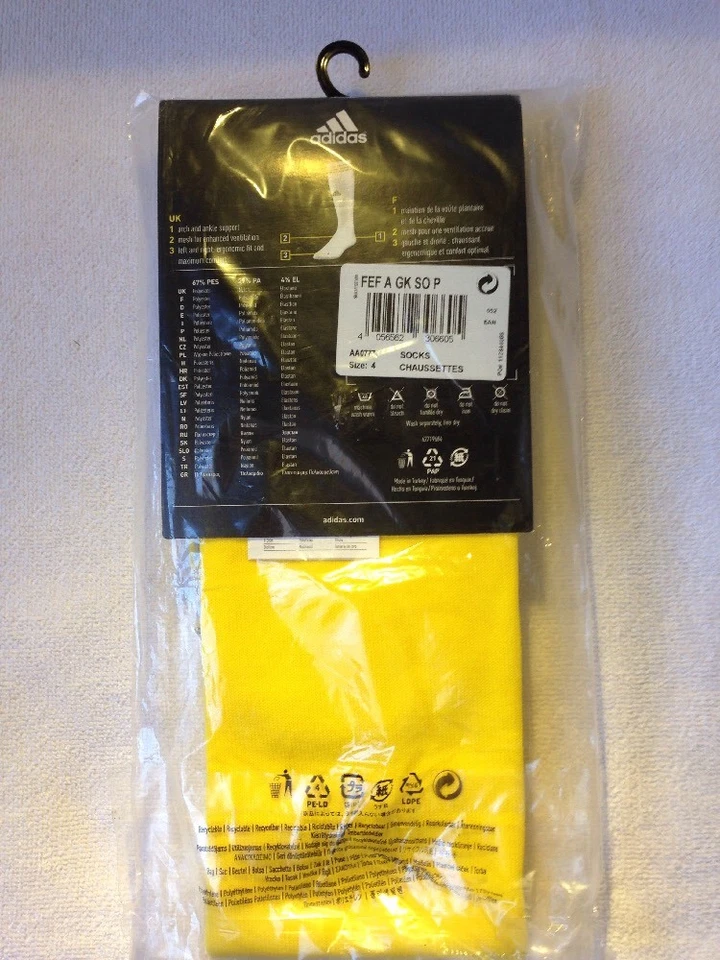 CALCETINES DE FÚTBOL AMARILLOS GRANDES ADIDAS 2016-17 EDICIÓN JUGADOR ESPAÑA NUEVO EN PAQUETE Foto 4 de 4