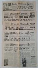 32 WWII Front Page Newspapers Headlines 1940-45 & 14th March 1946 Reproduction?