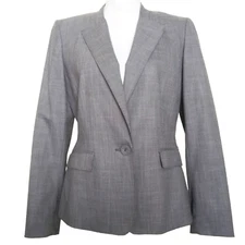 Anne Klein Blazer Gray Size 10 Career Office Business Jacket Lined Stretch
