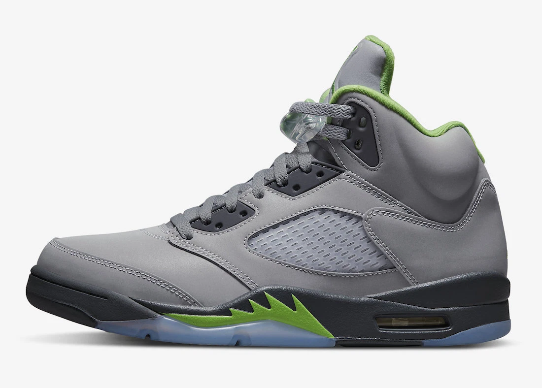 Grey and green jordan best sale 5