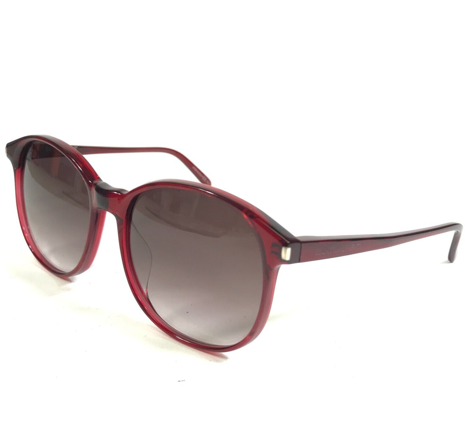 Occhiali da sole Saint Laurent SL 95 F 004 montatura rotonda rosso chiaro con lenti viola
