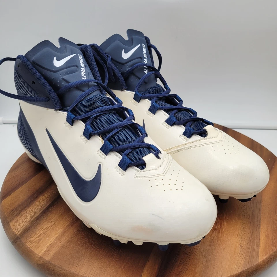 Nike  Alpha Speed TD Football Cleats Mens 15 White Navy 442244-141 Shoes - Image 2 of 4