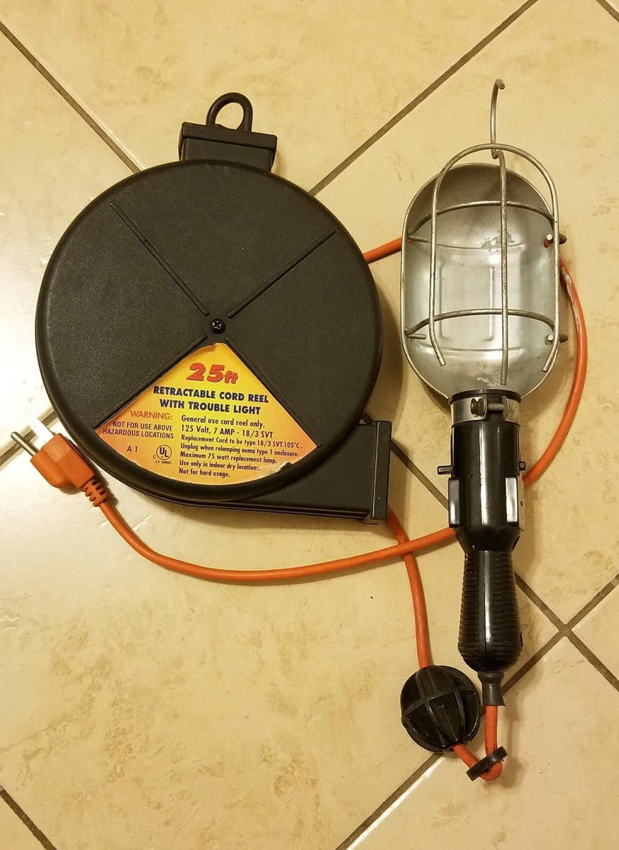 Retractable trouble light with outlet deals
