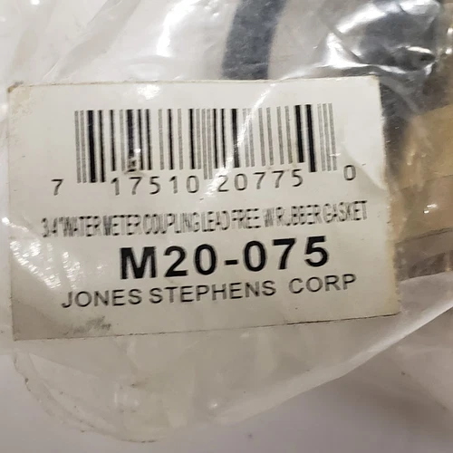 Two (2)- JONES STEPHENS 3/4" NPT Brass Water Meter Coupling Complete with Gasket - Picture 3 of 4