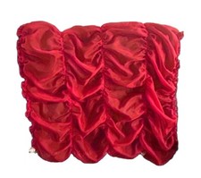 RARE Vintage Red Sheer Ruched Ruffled Corset Style Window Curtain Panels 