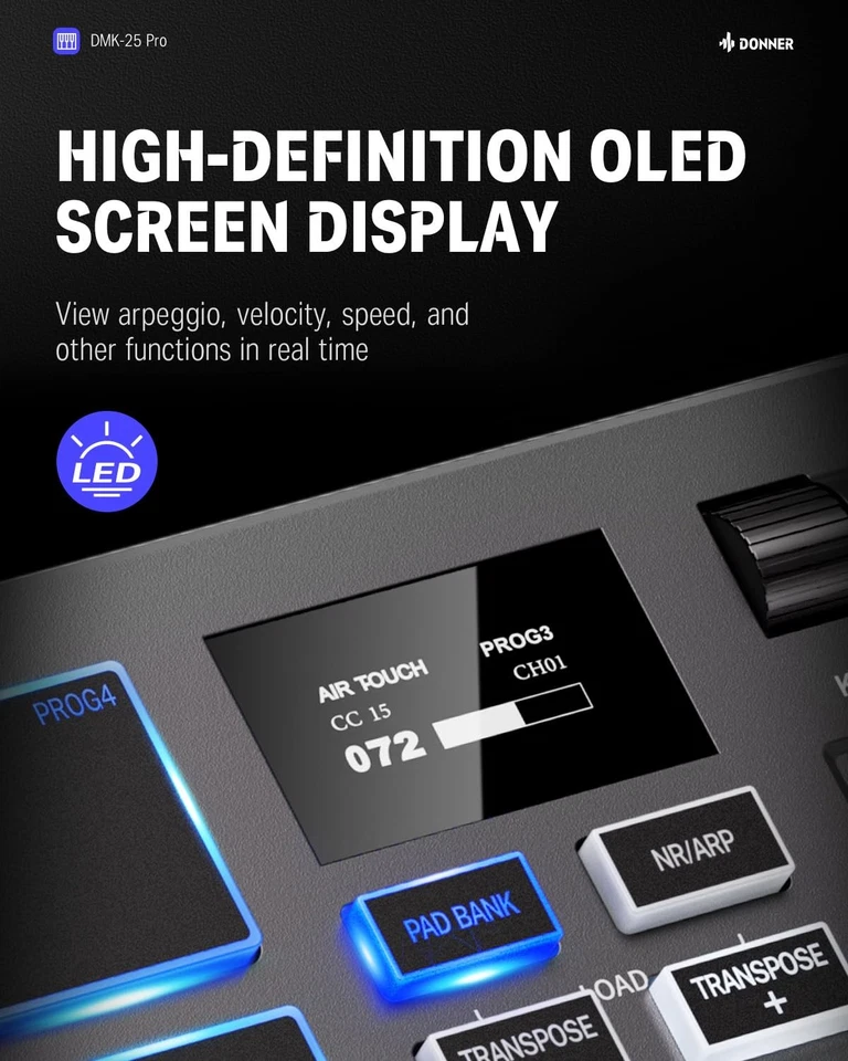Donner DMK25 Pro 25-Key Portable USB-C MIDI Keyboard Controller - Image 2 of 4