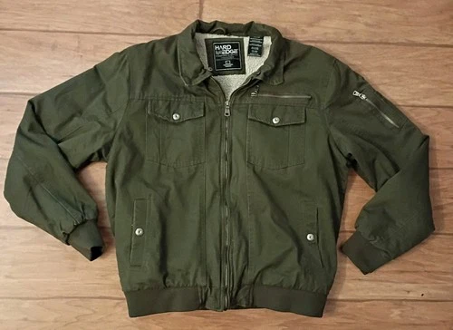 Hard Edge Shepra Lined Men’s Sz L Green Olive Bomber Jacket  image 3