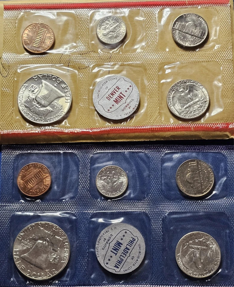 A 1959 P & D U.S. Mint Uncirculated Set Complete 10-Coin Set Original Envelope - Image 2 of 2