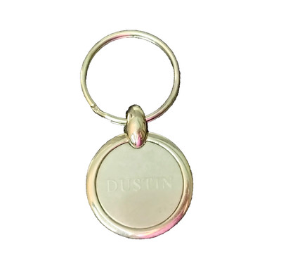 Dustin Personalized Keychain Heavy Metal Round Classy Name Gift