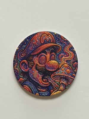 1.25  Golf Ball Marker MARIO Psychedelic Eating A Mushroom Textured