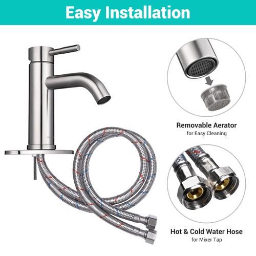 Aquaterior 2 Pc Bathroom Single Handle Vessel Faucet Basin Mixer Master Bathroom - Picture 5 of 12