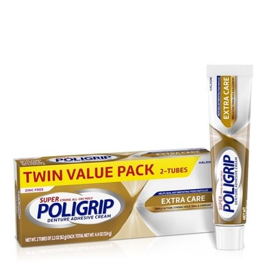 Extra Care Denture Adhesive Cream Zinc Free Flavor Free Dental Fixative 2 Pack