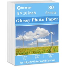 Reastar Glossy Photo Paper 8 x 10 inches, 30 Sheets Inkjet 8 x 10 inch, white