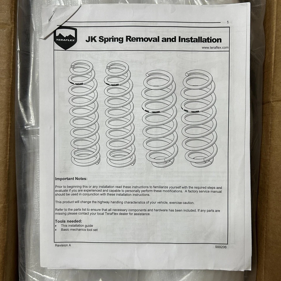 Muelles helicoidales TeraFlex 1853202 (par delantero) Foto 4 de 4