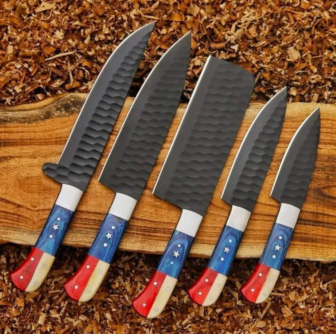 Handmade Kitchen Chef Knifes Set With Sheath | Blade Poder Coated | Best Gifts