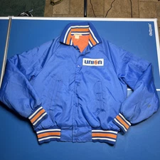 Vtg 70s Union 76 Official Racing Jacket By King Jack Inc Button Snap Small