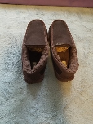 UGG ASCOT MEN BROWN WOOL CHESTNUT SUEDE SLIPPERS SIZE 9 