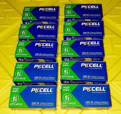 LOT OF 40 PKCELL CR2 3V HIGH DRAIN LITHIUM BATTERIES 850mAh BATTERY US SELLER!