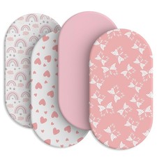 Fitted Baby Bassinet Sheets 4Pack Compatible with Halo, 32"x16" Pink